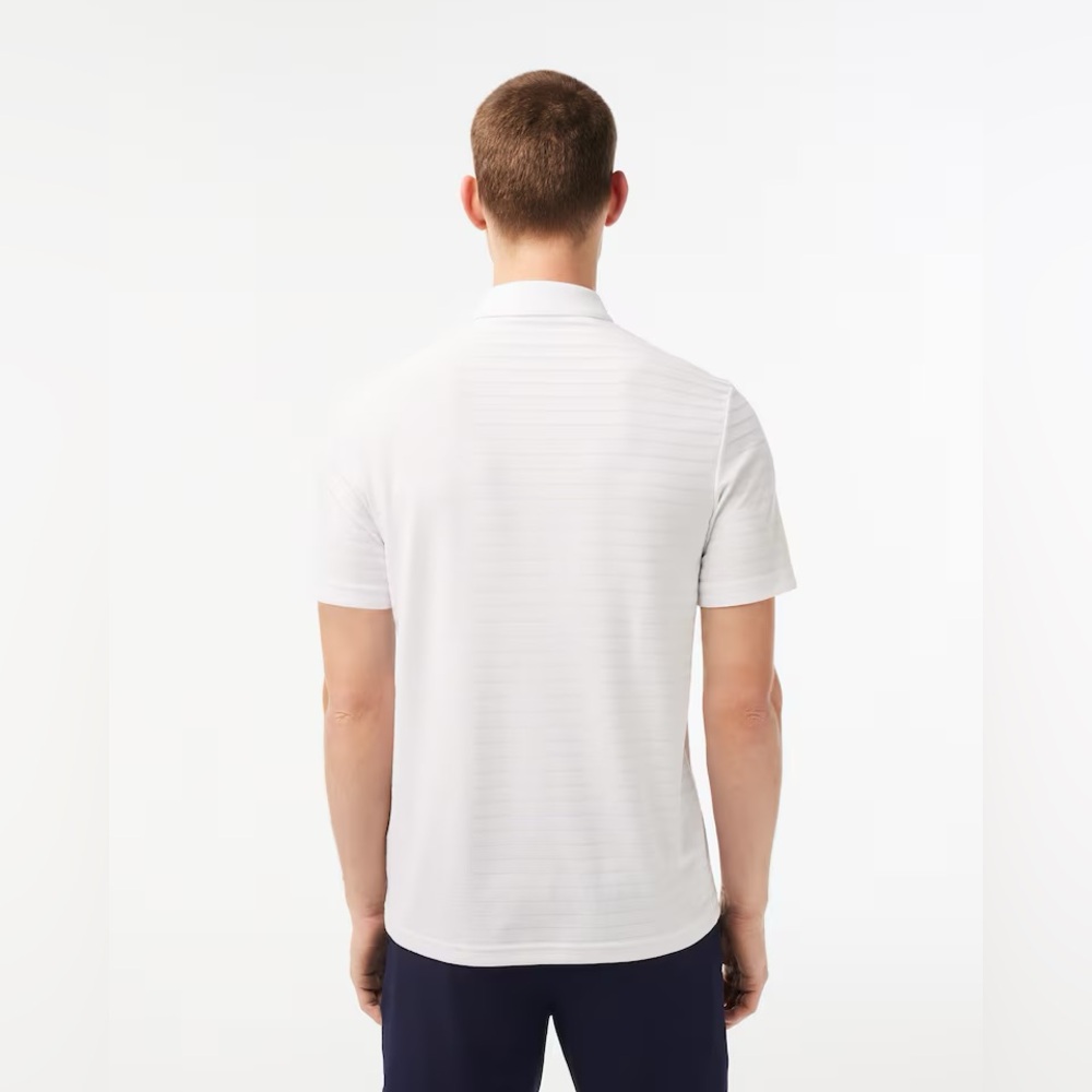 NWT Lacoste Sport White on White Textured Striped Golf Polo Shirt, Size 3XL - Picture 4 of 5